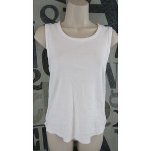 Willi Smith Women XL 100% Pima Cotton White Sleeveless Tank Top Soft Stretch